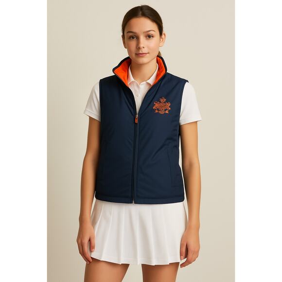 Lauren Ralph Lauren Jackets & Blazers - LAUREN RALPH LAUREN reversible crested navy and orange full zip vest size medium